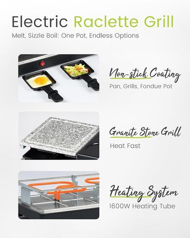 Raclette Table Grill - Indoor Electric Grill Griddle - Nonstick Extra Large Reversible 4-In-1 Outdoor Dishwasher Safe with Cheese 12 Paddles 12 Spatulas for 12 Person, FD-12 in Kuwait