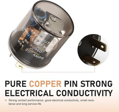 Car 2 Pin LED Flasher Relay, Copper Coil Fast Response Turn Signal Flasher, Waterproof Insulated Round Shell Blinker, Universal Control Assembly Replacement for Car Motorcycle Boat (Black) in Saudi Arabia