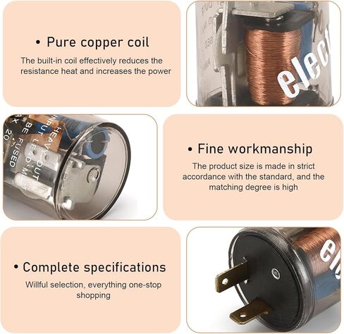 Car 2 Pin LED Flasher Relay, Copper Coil Fast Response Turn Signal Flasher, Waterproof Insulated Round Shell Blinker, Universal Control Assembly Replacement for Car Motorcycle Boat (Black) in Saudi Arabia