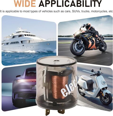 Car 2 Pin LED Flasher Relay, Copper Coil Fast Response Turn Signal Flasher, Waterproof Insulated Round Shell Blinker, Universal Control Assembly Replacement for Car Motorcycle Boat (Black) in Saudi Arabia