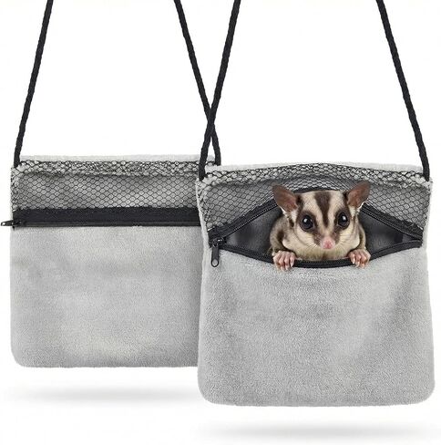 Sweetude 2 Pcs Sugar Glider Pouch Breathable Carrying Bonding Pouch Soft Hamster Carrier with Strap Zipper Small Animal Travel Sleeping Bag Cage Accessories for Rat Reptile Other Small Pets(Black) in Saudi Arabia