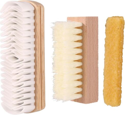 3pcs Suede Shoe Brush and Eraser Kit, Professional Suede & Nubuck Rubber Cleaning Cleaner Brushes with Wood Handle for Shoes & Boots in Saudi Arabia