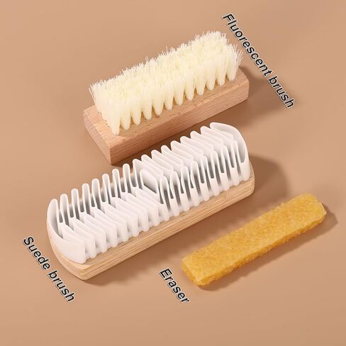 3pcs Suede Shoe Brush and Eraser Kit, Professional Suede & Nubuck Rubber Cleaning Cleaner Brushes with Wood Handle for Shoes & Boots in Saudi Arabia