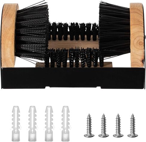 منظف ​​أحذية بقاعدة معدنية وخشبية شديدة التحمل ومكشطة للأحذية، فرشاة تنظيف محمولة أو مثبتة على الأرض للاستخدام الداخلي والخارجي، منظف أحذية لجميع الأحوال الجوية - يزيل الطين والثلج والرمل، خشبي in Kuwait