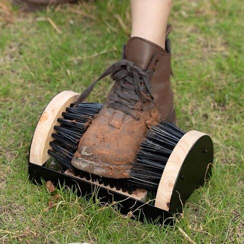 Heavy-Duty Metal and Wooden Base Shoe Cleaner and Boot Scraper, Portable or Floor-Mounted Scrubbing Brush for Indoor and Outdoor Use, All Weather Boot Cleaner - Removes Mud, Snow and Sand, Wooden in Saudi Arabia