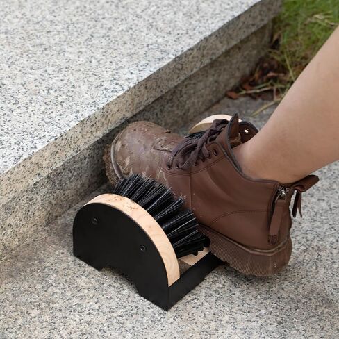 Heavy-Duty Metal and Wooden Base Shoe Cleaner and Boot Scraper, Portable or Floor-Mounted Scrubbing Brush for Indoor and Outdoor Use, All Weather Boot Cleaner - Removes Mud, Snow and Sand, Wooden in Saudi Arabia
