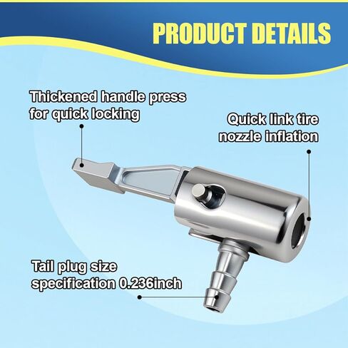 1/4" Lock On All Metal Air Chuck, Portable Tire Inflator Nozzle Adapter with Barb Connector, Mini Air Compressor Hose End with Adjustable Clamp for Hose Repair (4PCS) in Saudi Arabia