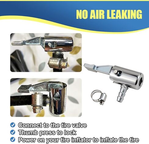 1/4" Lock On All Metal Air Chuck, Portable Tire Inflator Nozzle Adapter with Barb Connector, Mini Air Compressor Hose End with Adjustable Clamp for Hose Repair (4PCS) in Saudi Arabia