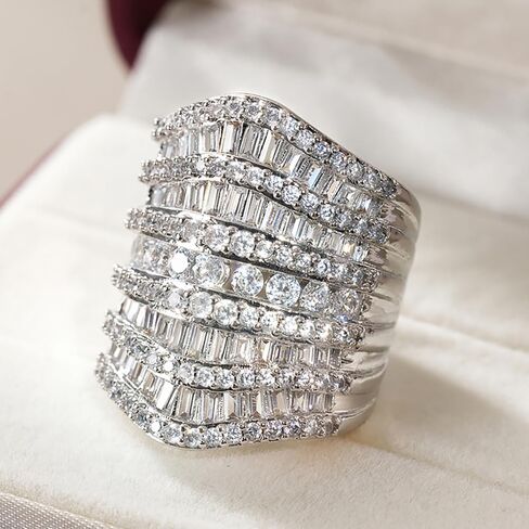 Sparkling Cubic Zirconia Wide Ring for Women Anniversary Jewelry in Saudi Arabia