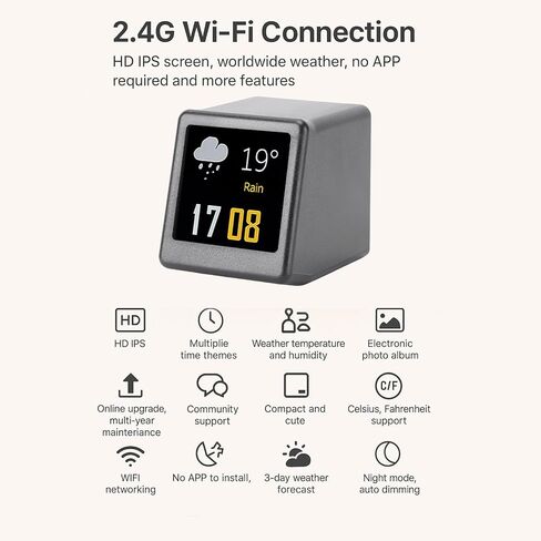 Eujgoov Mini Digital Clock, 1.54in IPS Screen with Weather Forecast Temperature Humidity Display, for Home Office Car GIF Photo Album Customization 240x240 Pixels in Saudi Arabia