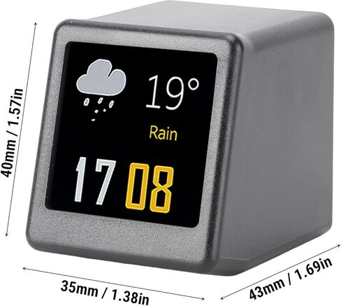 Eujgoov Mini Digital Clock, 1.54in IPS Screen with Weather Forecast Temperature Humidity Display, for Home Office Car GIF Photo Album Customization 240x240 Pixels in Saudi Arabia