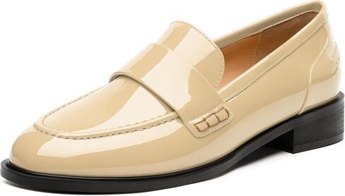 NUMALEO Women's Loafers Penny Loafers & Slip-ons Flats Closed Round Toe Low Heel Shoes 1 Inch Patent Fashion Casual Shoes Comfortable Work Office Flats Dressy Shoes in Saudi Arabia