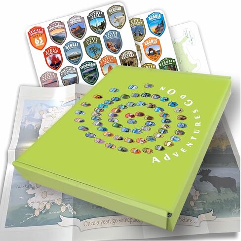 Adventures Go On. The book 2024 (170 pages) is a guide to the National Parks of the United States of America with complete stickers for all 63 US National Parks. in Kuwait