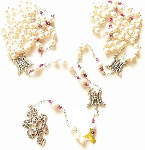 elegantmedical HANDMADE AAA 8-9MM Real Pearl Pearls Necklace Cross lasso wedding rosary in Saudi Arabia