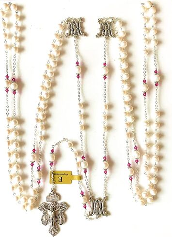 elegantmedical HANDMADE AAA 8-9MM Real Pearl Pearls Necklace Cross lasso wedding rosary in Saudi Arabia