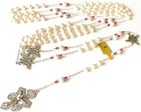 elegantmedical HANDMADE AAA 8-9MM Real Pearl Pearls Necklace Cross lasso wedding rosary in Saudi Arabia