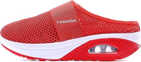 Womens Backless Walking Sneakers Breathable Mesh Air Cushion Slip-on Mule Shoes Open Back Closed Toe with Arch-Support in Saudi Arabia