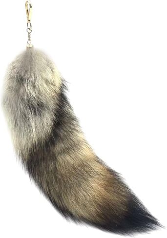 Fluffy Therian Fox Tail Keychain, 13.7 Inch Long Super Soft Plush Tail for Cosplay Costume, Backpack, Purse - Cute Furry Animal Gift for Kawaii Lovers in Saudi Arabia