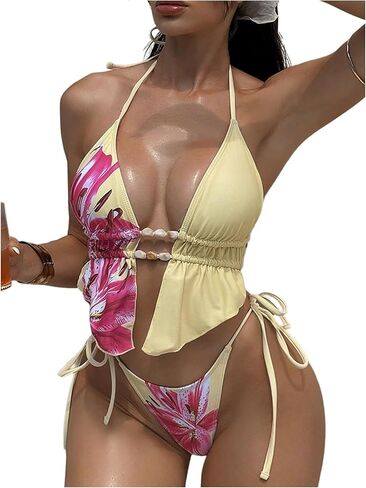 بدلة سباحة نسائية من Verdusa مكونة من قطعتين من ملابس السباحة Boho Floral Tankini، مجموعة ملابس هاواي in Kuwait