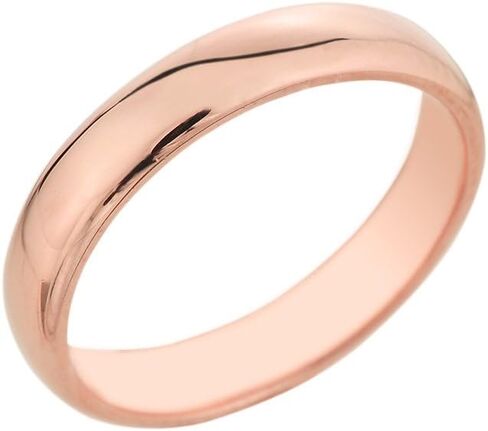 High Polish 14k Rose Gold Comfort-Fit Band 4mm Plain Wedding Ring for Women in Saudi Arabia