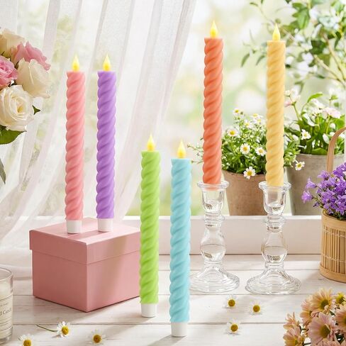 6 Pcs Fall Flameless Taper Candle Twisted LED 9.65 Inch Fall Taper Candles Battery Operated Twisted Candlesticks for Thanksgiving Harvest Wedding Birthday Home Party Dinner Fireplace Decor in Saudi Arabia
