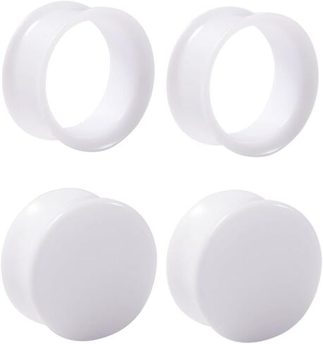 NewZenro Double Flared White Acrylic Ear Tunnel Plugs Gauges Expanders Saddle Hollow Tunnels Stretcher Earrings for Men Women Unique Lobe Stretching Body Piercings Jewelry 2 Pairs Set in Saudi Arabia