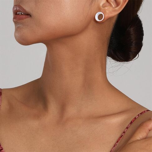 NewZenro Double Flared White Acrylic Ear Tunnel Plugs Gauges Expanders Saddle Hollow Tunnels Stretcher Earrings for Men Women Unique Lobe Stretching Body Piercings Jewelry 2 Pairs Set in Saudi Arabia