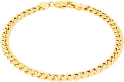 Nuragold 10k Real Yellow Gold Miami Cuban Lightweight Link 4.5mm Chain Bracelet (7"-9") Italian Jewelry for Men & Women in Saudi Arabia