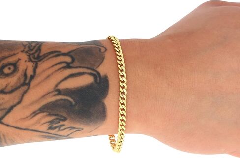 Nuragold 10k Real Yellow Gold Miami Cuban Lightweight Link 4.5mm Chain Bracelet (7"-9") Italian Jewelry for Men & Women in Saudi Arabia