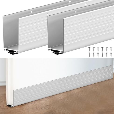 Yaocom 1 Pack U Shape Screw on Under Door Seal 36 Inch Aluminum and Rubber Door Threshold Extension with Draft Stopper for Home Prevents Hot, Cold Air, Dust, Insects, Suitable for 1-3/4 Inch, Black in Saudi Arabia