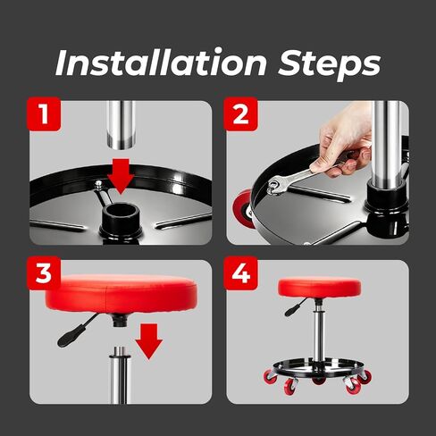 SUNROAD Mechanic Stool,Rolling Garage Seat Adjustable Pneumatic Shop Creeper Seat 300Lbs Mechanic Stool with Wheels and Removable Tool Tray Storage Workshop Chair for Auto Repair in Saudi Arabia