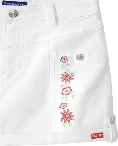 Scotch & Soda Girls Stretch Fit Denim Jean Shorts, Button Closure in Saudi Arabia