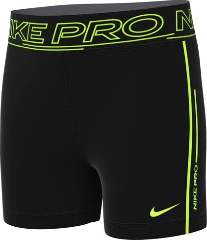 شورت Nike Pro للفتيات Dri-FIT مقاس 3 بوصات لراكبي الدراجات/الضغط، أسود/فولت/فولت in Saudi Arabia