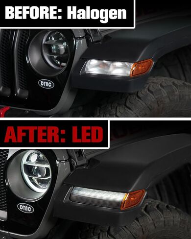 أضواء إشارة الانعطاف المتتابعة LED لسيارة Jeep Wrangler JL Sport 2018-2024 طراز هالوجين فقط، مصابيح شفافة للحاجب DRL، قطعتان (إصدار قصير) in Kuwait