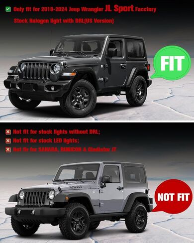أضواء إشارة الانعطاف المتتابعة LED لسيارة Jeep Wrangler JL Sport 2018-2024 طراز هالوجين فقط، مصابيح شفافة للحاجب DRL، قطعتان (إصدار قصير) in Kuwait