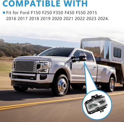 مؤشر مصباح إشارة الانعطاف للباب الأيسر للسائق متوافق مع Ford F-150 F-250 F-350 F-450 F-550 2015-2024 يستبدل FL34-13B382-CA in Kuwait