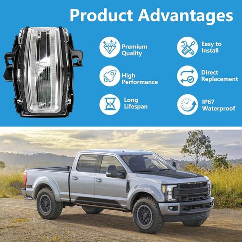 مؤشر مصباح إشارة الانعطاف للباب الأيسر للسائق متوافق مع Ford F-150 F-250 F-350 F-450 F-550 2015-2024 يستبدل FL34-13B382-CA in Kuwait