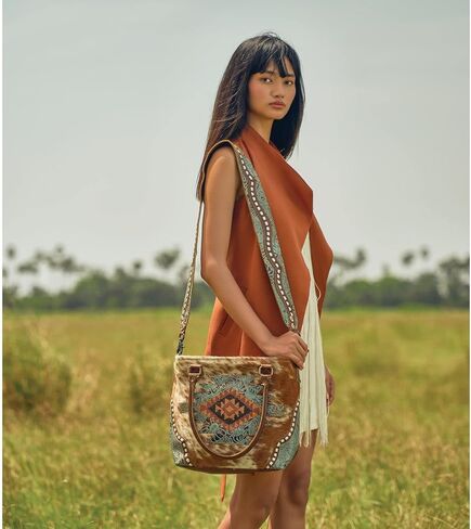 Azure Patterned Hairon Leather Bag in Kuwait