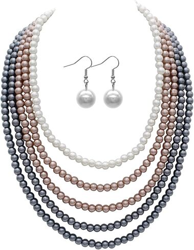 JNF 1920s Pearl Necklace for Women Long Chunky Big Pearl Strands Flapper Beaded Necklaces Imitation Faux Pearls Gatsby Vintage Costume Jewelry 80'' Long in Saudi Arabia