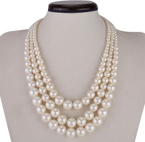 Kalse 3 طبقات ستراند مقلد بيرل ستراند مريلة قلادة سلسلة قلادة (3 فروع) in Kuwait