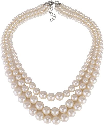 Kalse 3 طبقات ستراند مقلد بيرل ستراند مريلة قلادة سلسلة قلادة (3 فروع) in Kuwait