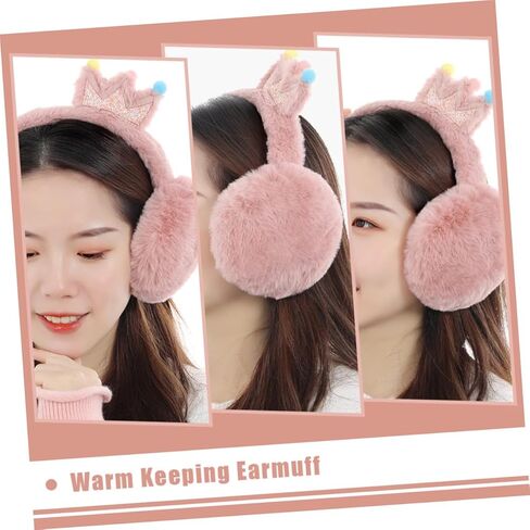 SAFIGLE Winter Earmuffs Crown Headband Faux Rabbit Fur, Thick Warm Ear Protector for Outdoor Cold Weather, Adorable Pink Ear Covers for Boys and Random Color in Saudi Arabia