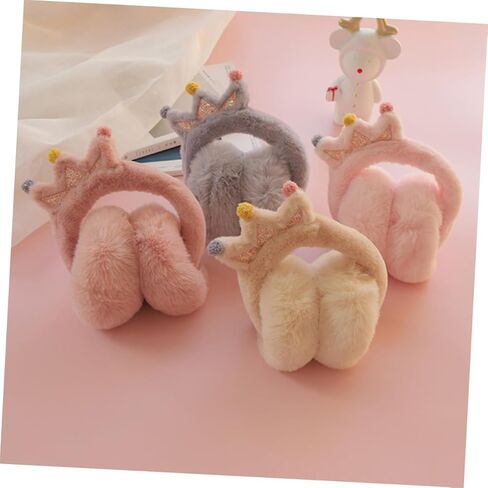 SAFIGLE Winter Earmuffs Crown Headband Faux Rabbit Fur, Thick Warm Ear Protector for Outdoor Cold Weather, Adorable Pink Ear Covers for Boys and Random Color in Saudi Arabia
