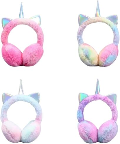 mens ear muffs for winter Children Unicorn Warm Earflap Colorful Soft Plush Fluffy Cat Ears Earmuffs Kids Winter Outdoor mens earmuffs(MC 4) in Kuwait