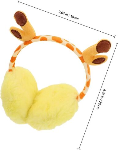 Mikikit Winter Ear Warmers Plush Animal Ear Headband Soft Yellow Adjustable Cold Weather for Boys in Saudi Arabia