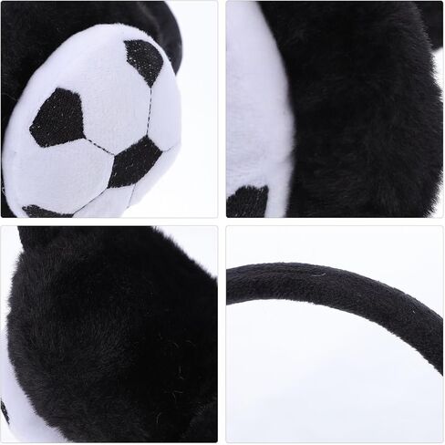 Ciieeo Winter Warm Earmuffs for Plush Football Soccer Ear Covers Black and White Soft Ear Warmers for Boys for Outdoor Use in Saudi Arabia