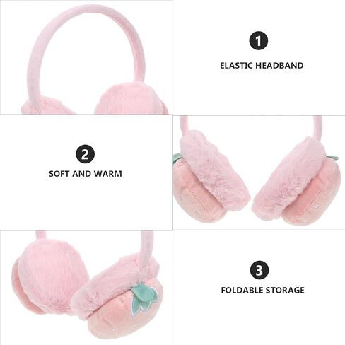 Baluue ’s Winter Earmuffs Plush Ear Warmer Soft Protective Ear Covers Pink Strawberry Design for Boys and Cold Weather Outdoor Use in Saudi Arabia
