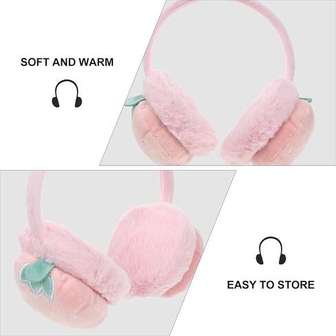 Baluue ’s Winter Earmuffs Plush Ear Warmer Soft Protective Ear Covers Pink Strawberry Design for Boys and Cold Weather Outdoor Use in Saudi Arabia