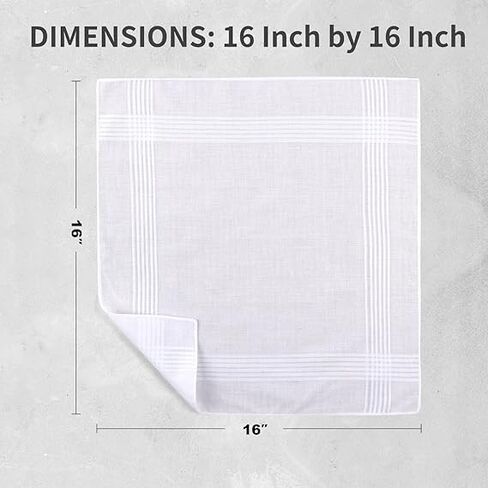 Premium Men’s White Handkerchiefs – 65% Polyester, 35% Cotton Blend hankies for mens – Durable, Soft, and Absorbent hankerchief machine wash (Permanent Press) in Saudi Arabia