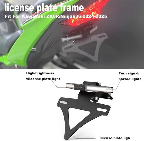 Motorcycle Fender Eliminator Kit Rear License Plate Holder with LED Light Fit for Kawasaki Ninja 636 ZX 6R ZX6R ZX-6R 636 2024 2025 Tail Tidy with Tail rack bracket Turn Signal Indicator in Saudi Arabia